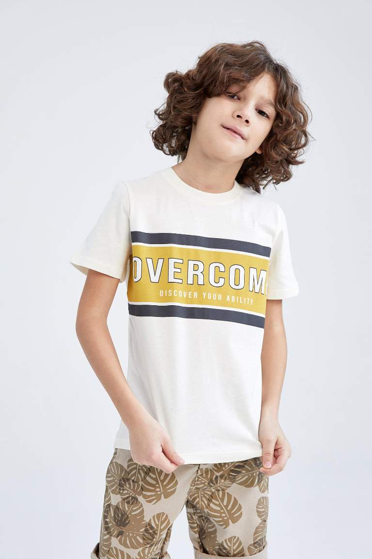 Boys Regular Fit Crew Neck Printed Short Sleeve T-Shirt