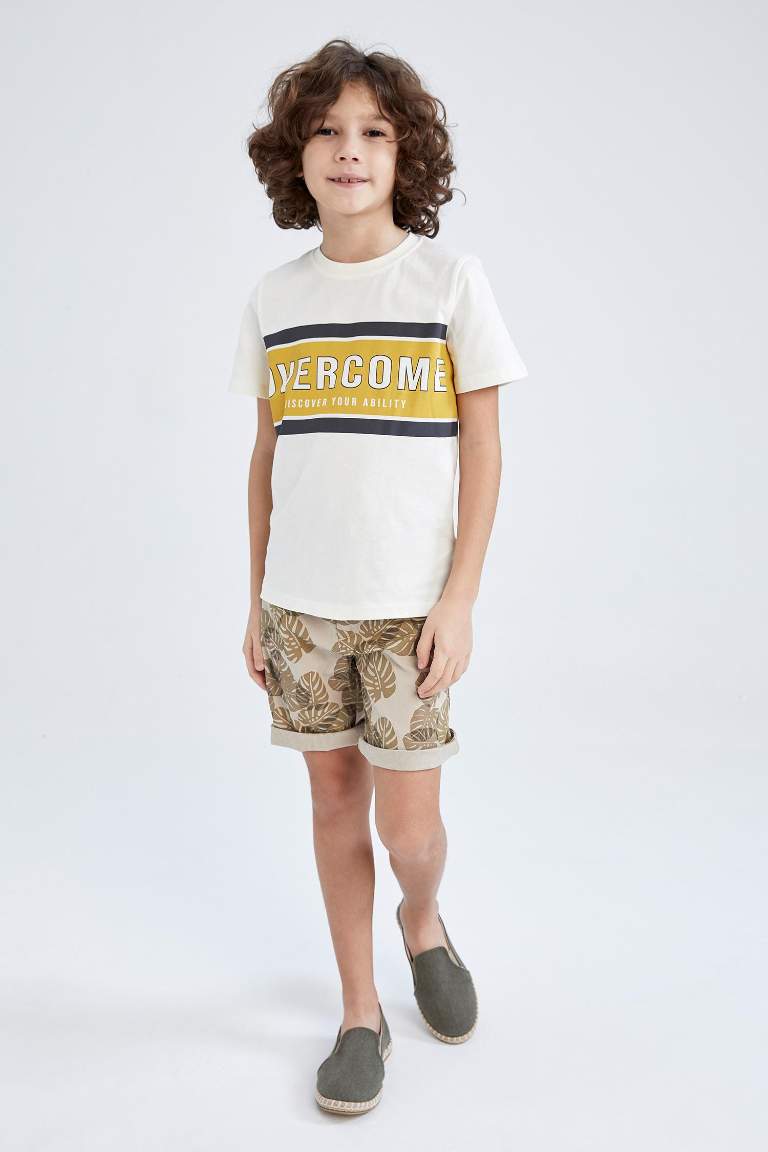 Boys Regular Fit Crew Neck Printed Short Sleeve T-Shirt