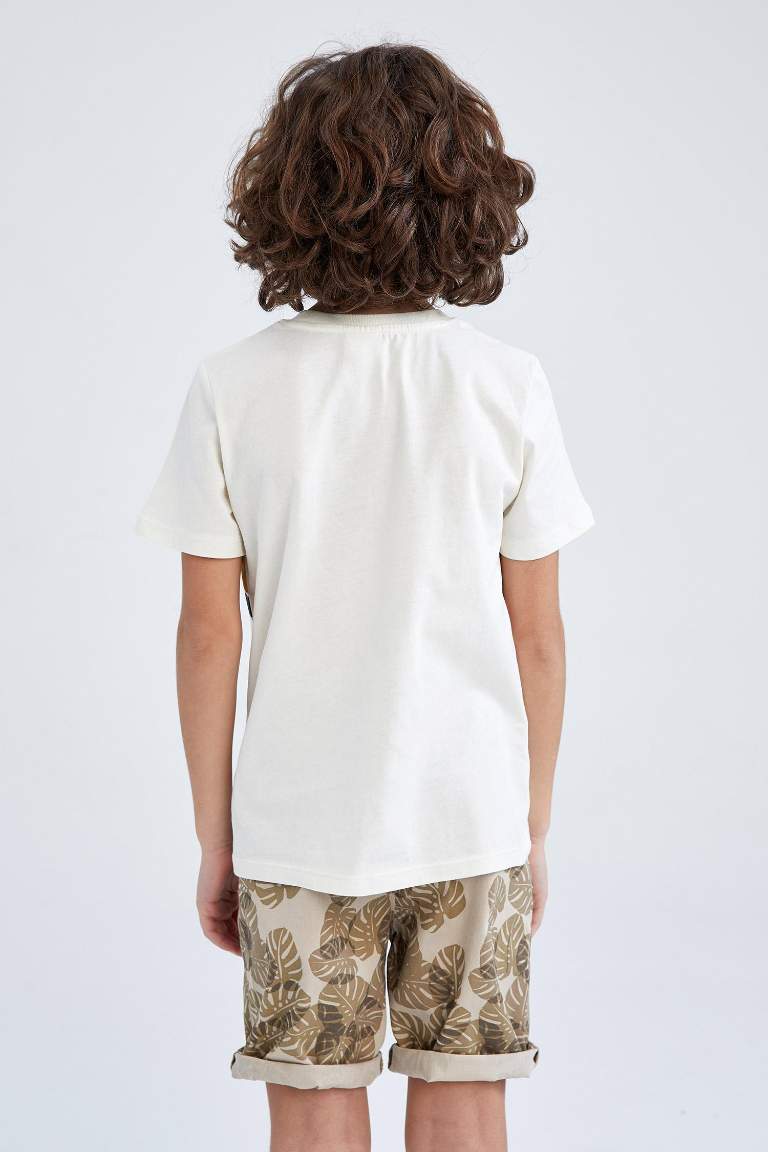 Boys Regular Fit Crew Neck Printed Short Sleeve T-Shirt