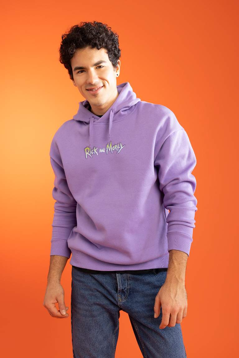 Rick and Morty Oversize Fit Kapüşonlu Sweatshirt