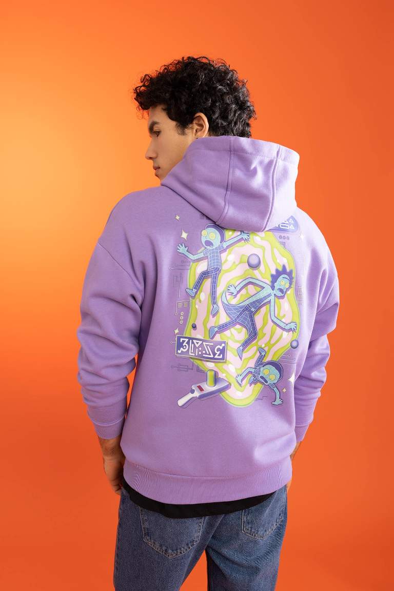 Rick and Morty Oversize Fit Kapüşonlu Sweatshirt