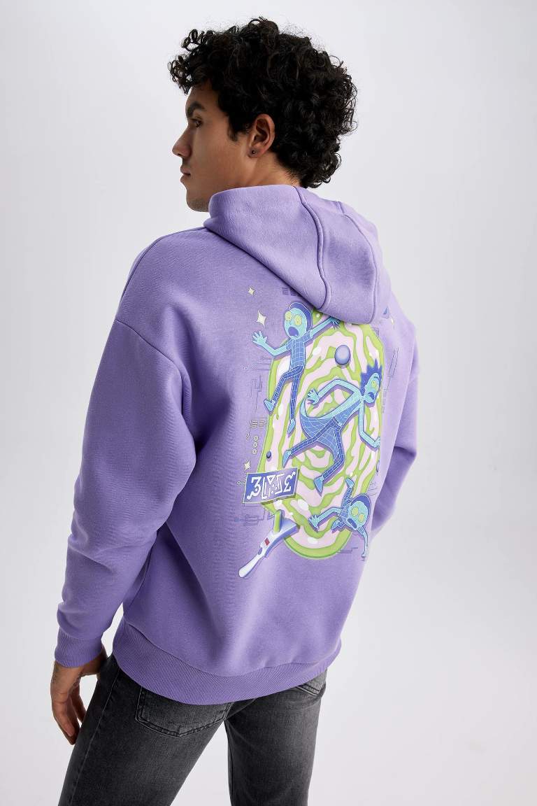 Rick and Morty Oversize Fit Kapüşonlu Sweatshirt