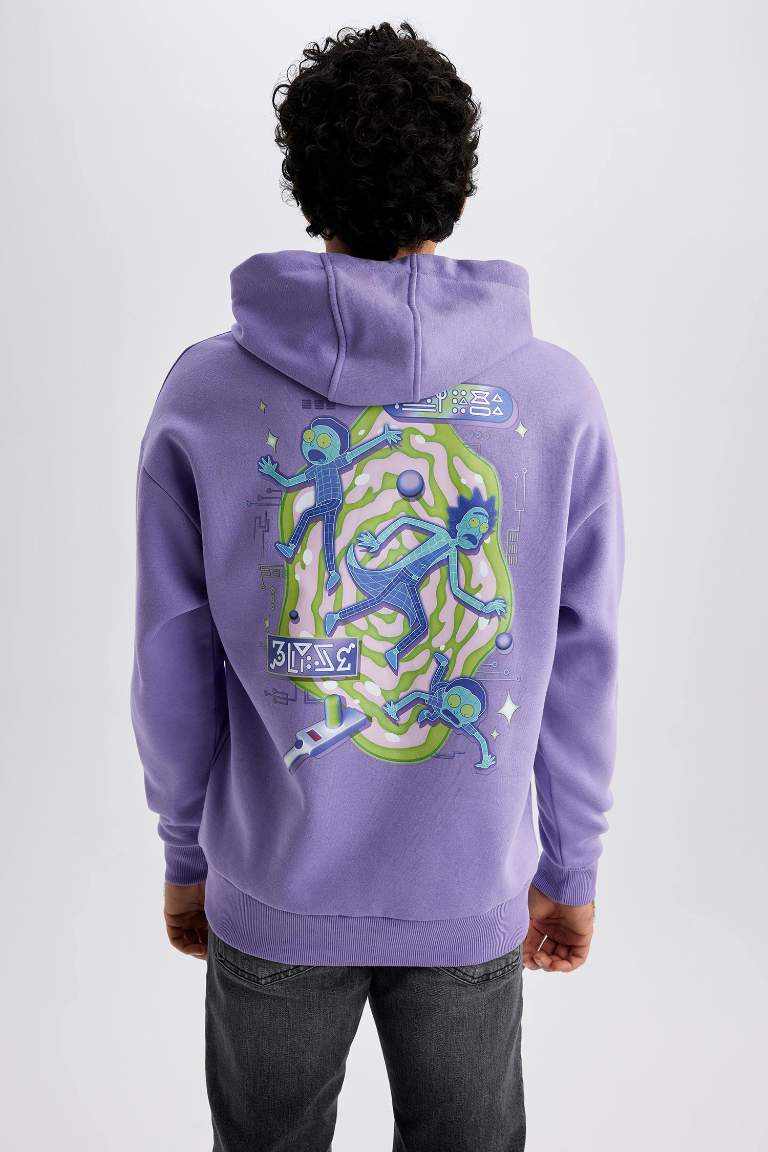 Rick and Morty Oversize Fit Kapüşonlu Sweatshirt
