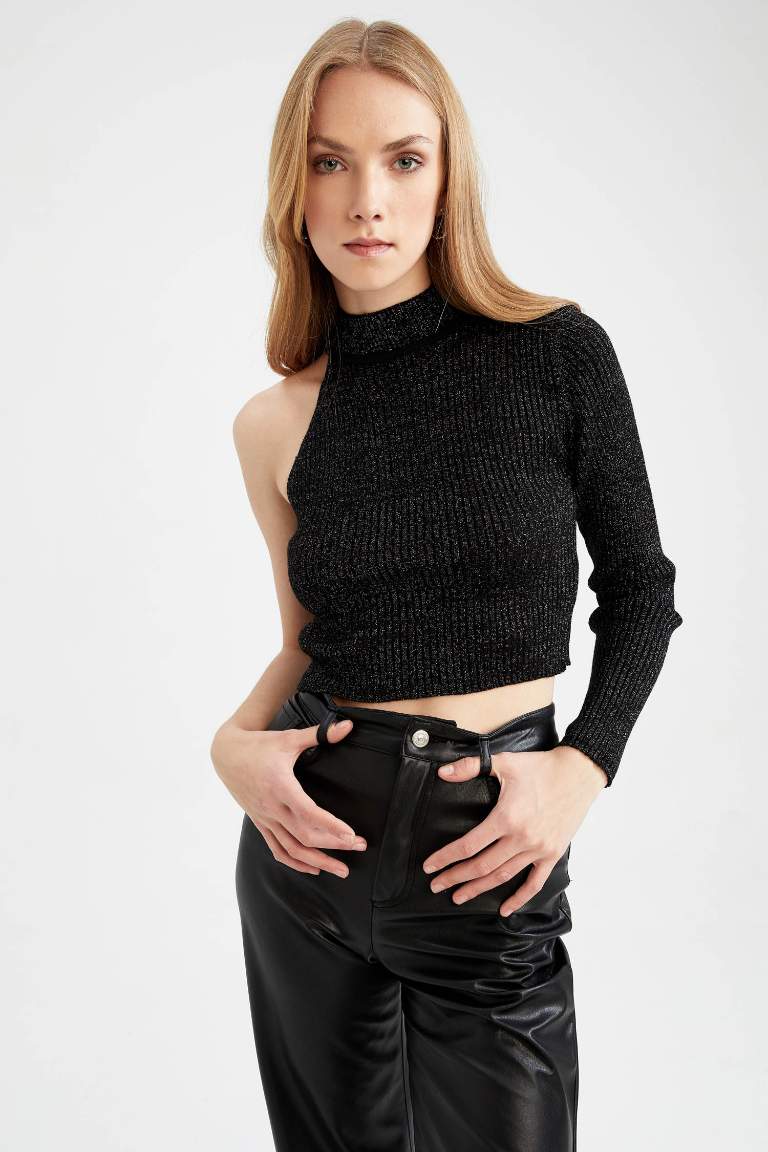 Fitted Half Turtleneck Rib Sweater