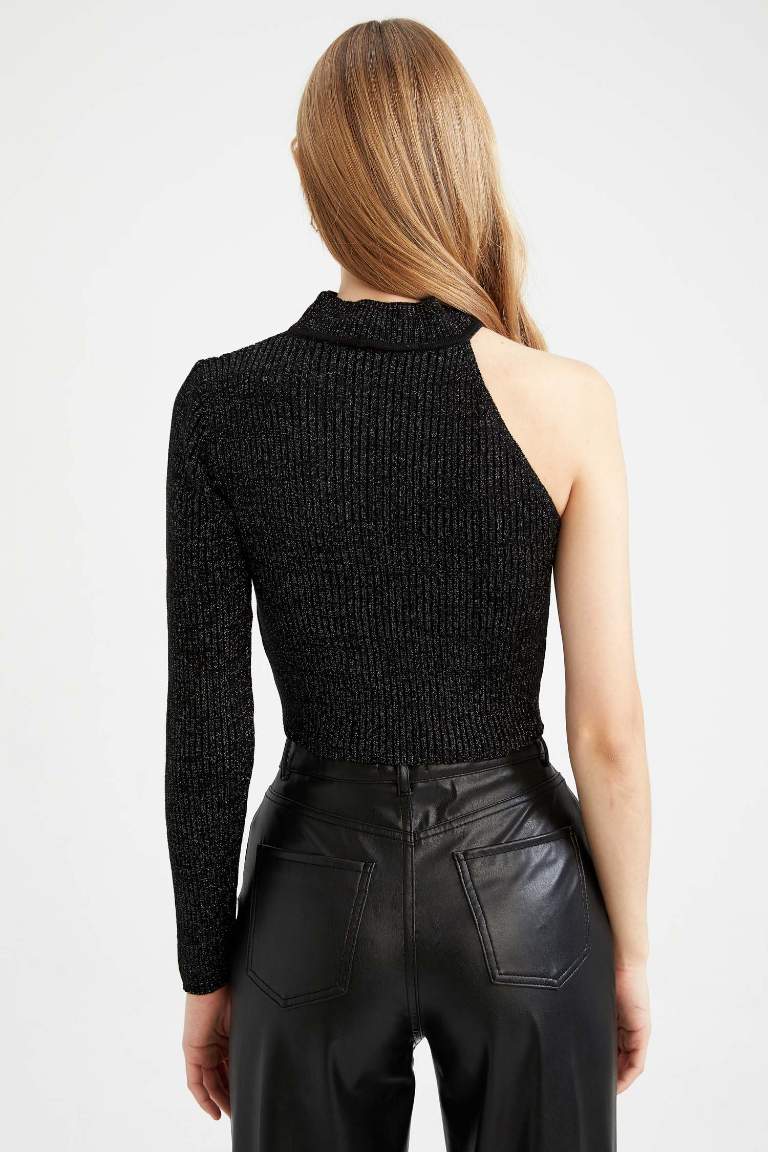 Fitted Half Turtleneck Rib Sweater