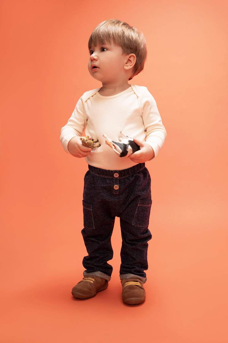 Baby Boy Sweatshirt Fabric Jean Look Trousers