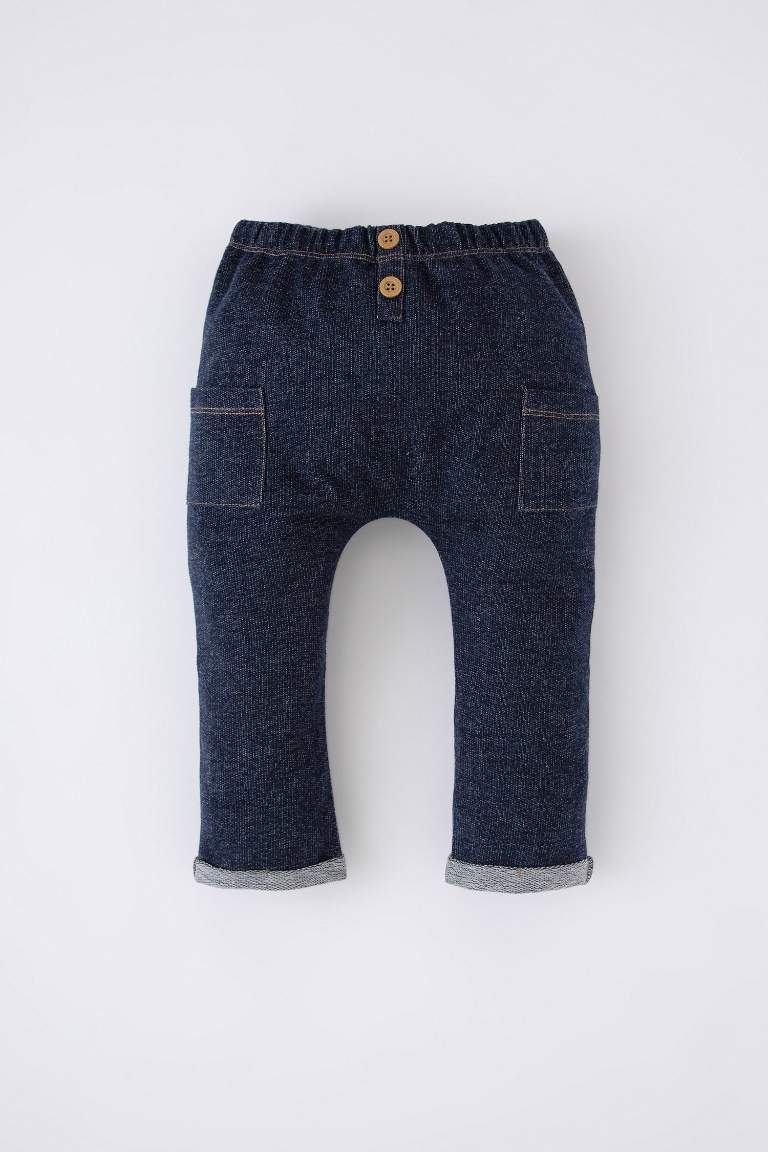 Baby Boy Sweatshirt Fabric Jean Look Trousers