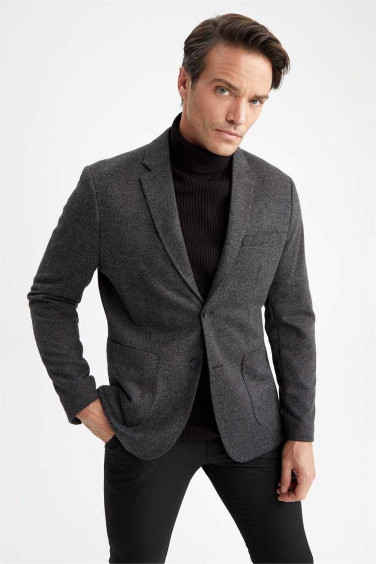 Mens Black Blazer - Men's Slim Fit Tie Dye Gradient Pattern Sports Coat in Black