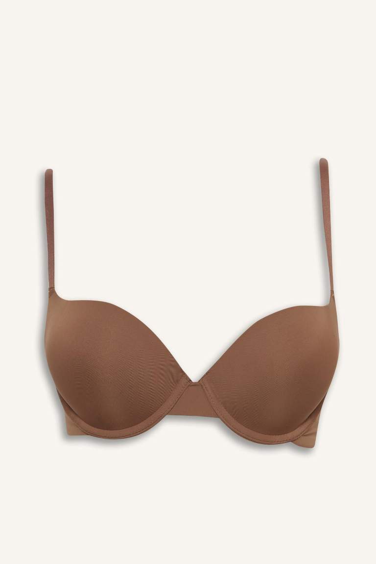 Push Up Micro Kaplı Yarım Dolgulu Balenli Tişört Bra Fall in Love