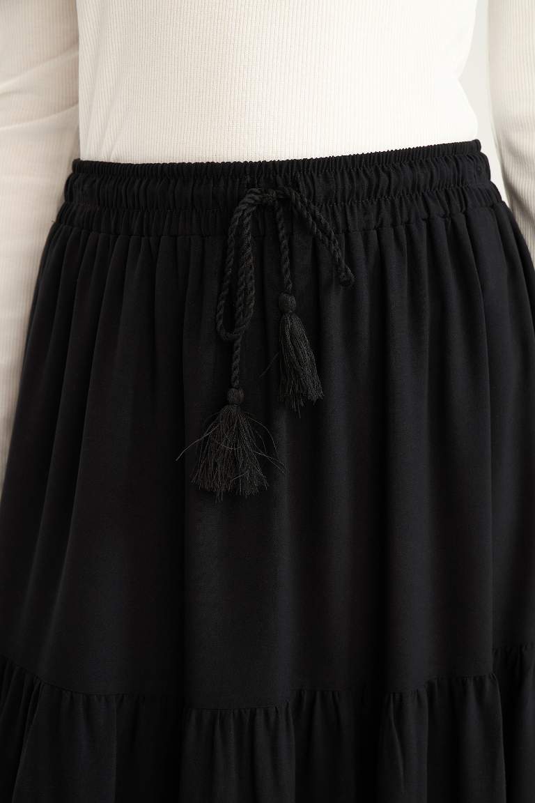 Viscose Maxi Skirt with Lace Waist