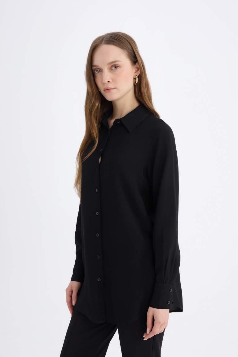 Regular Fit Shirt Collar Long Sleeve Tunic