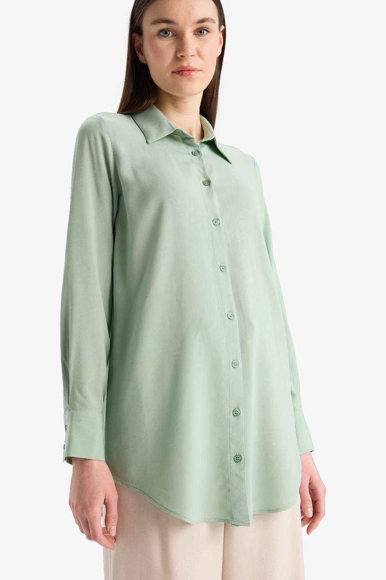 Regular Fit Shirt Collar Long Sleeve Tunic