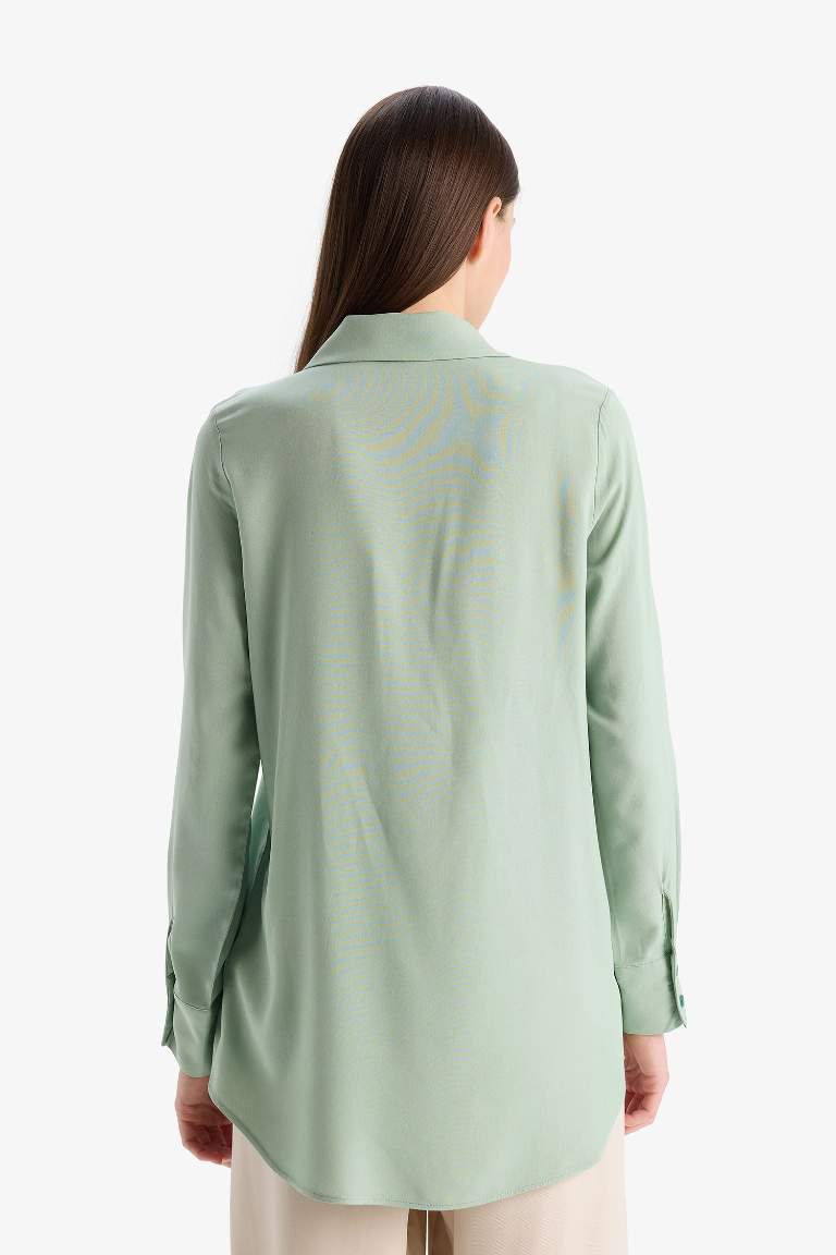 Regular Fit Shirt Collar Long Sleeve Tunic