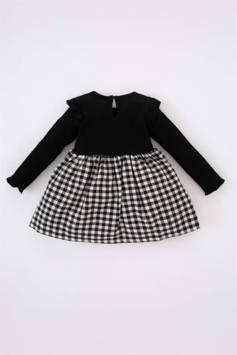 Black BABY GIRL 2 piece Regular Fit Plaid Long Sleeve Woven Dress