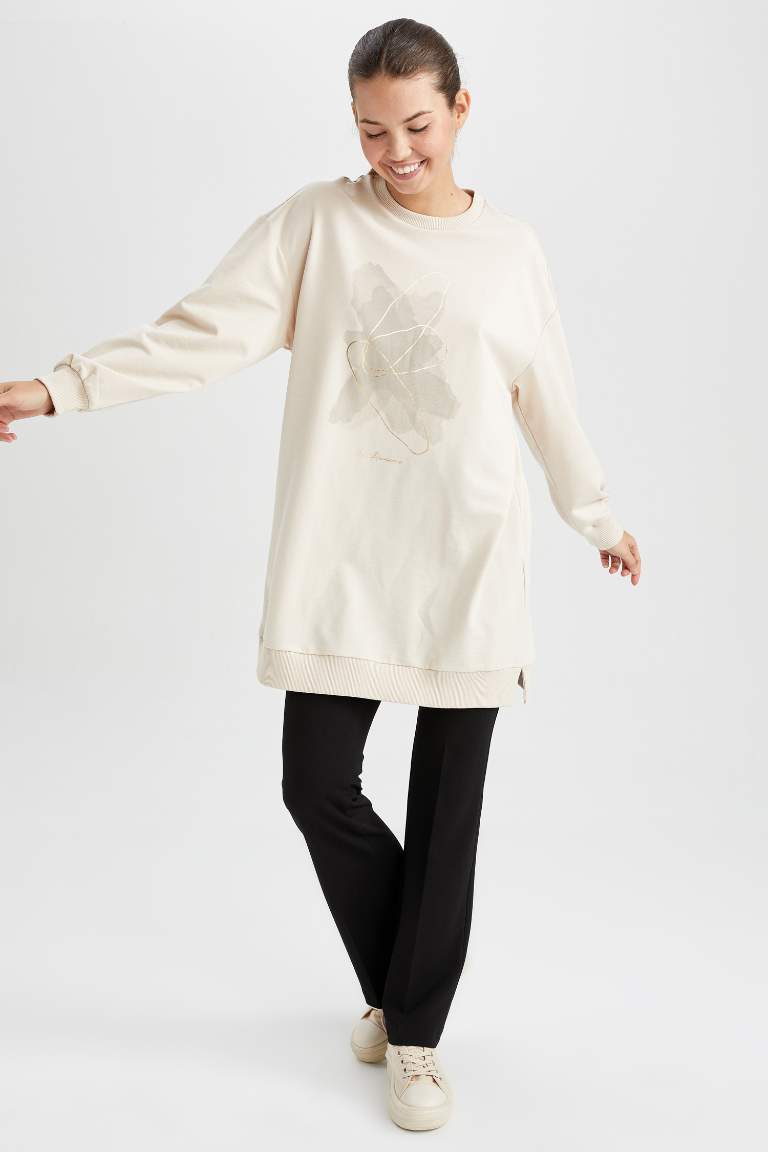 Flare Fit Fermuarlı Krep Pantolon