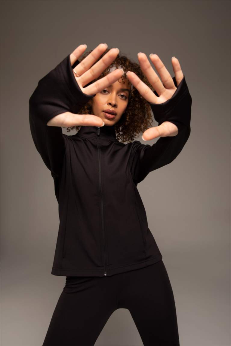 DeFactoFit Standart Fit Skuba Dalgıç Kumaş İçi Polarlı Hırka