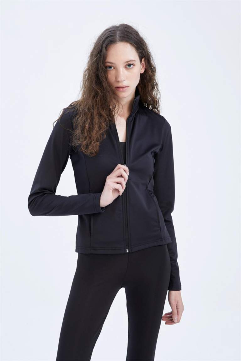 DeFactoFit Standart Fit Skuba Dalgıç Kumaş İçi Polarlı Hırka