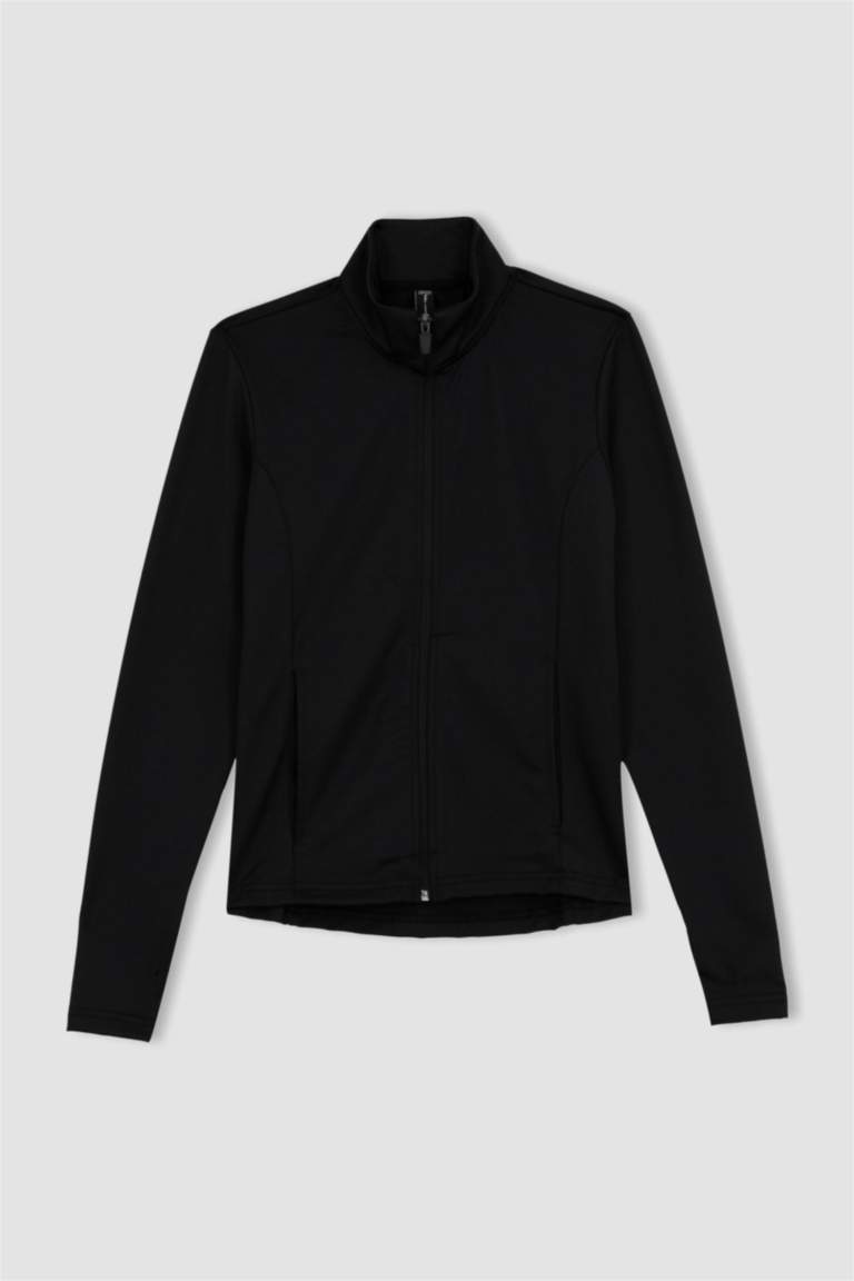 DeFactoFit Standart Fit Skuba Dalgıç Kumaş İçi Polarlı Hırka