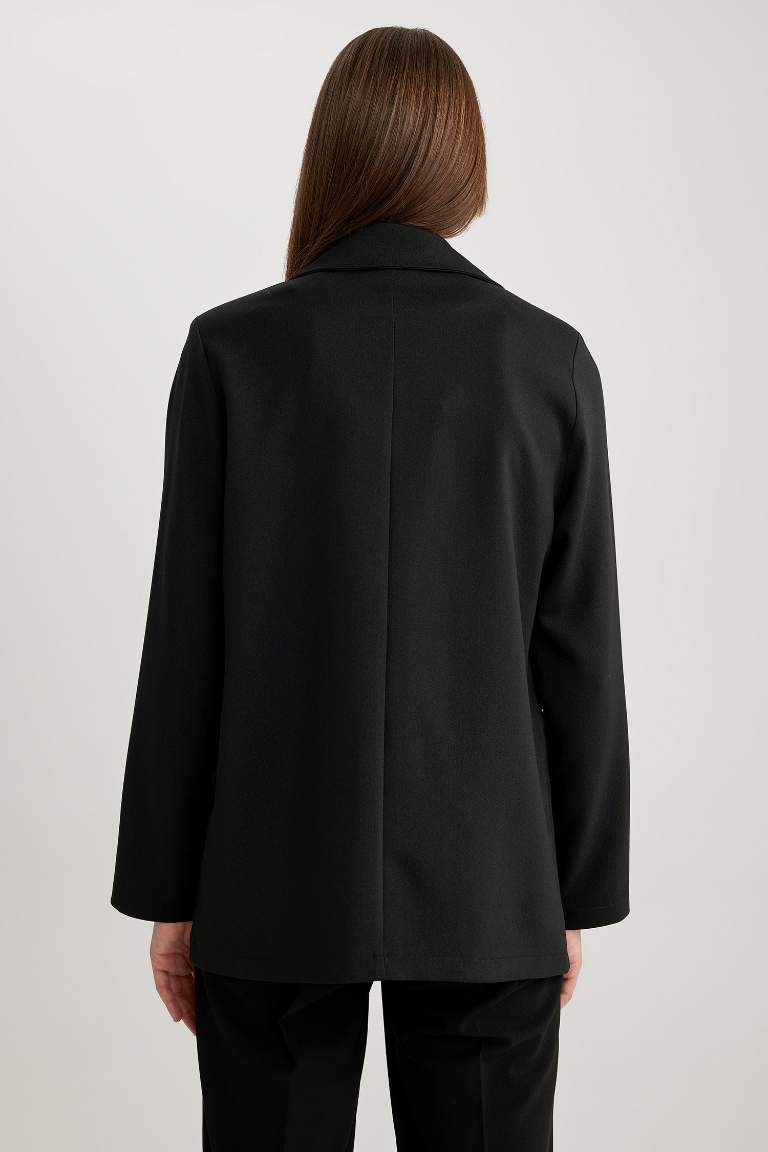 Loose Fit Kruvaze Yaka Düğmeli Blazer Ceket