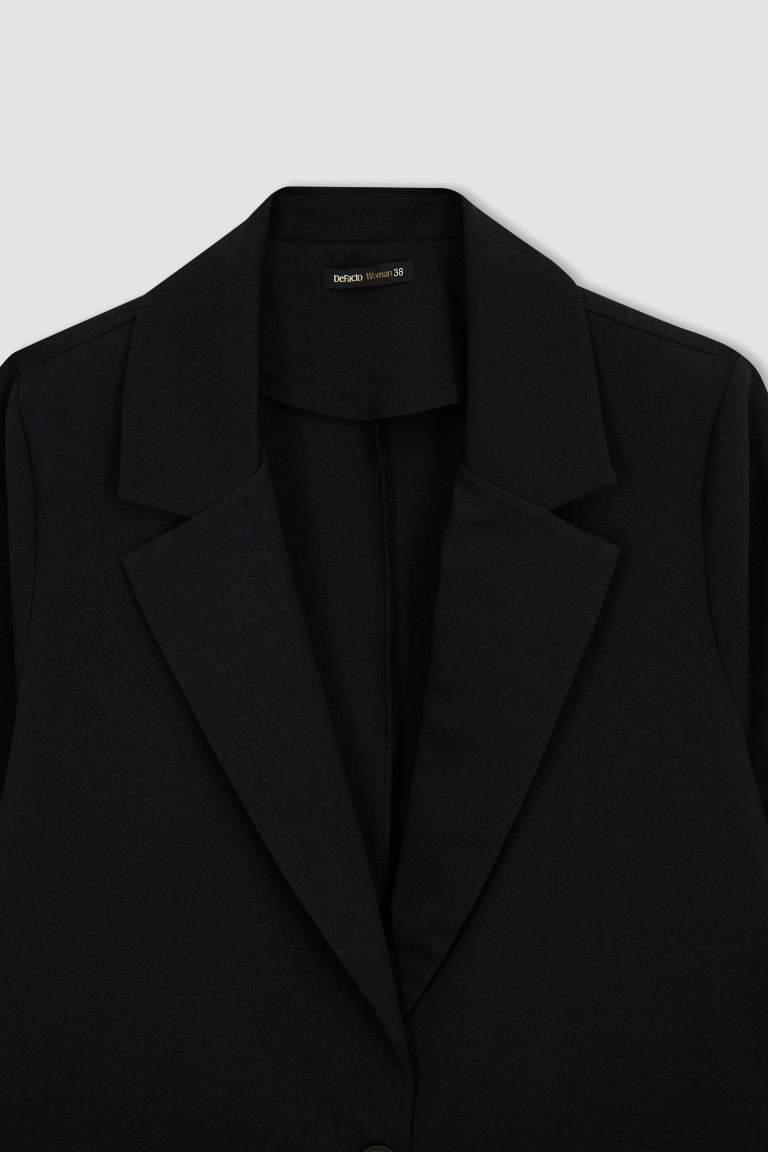 Loose Fit Kruvaze Yaka Düğmeli Blazer Ceket