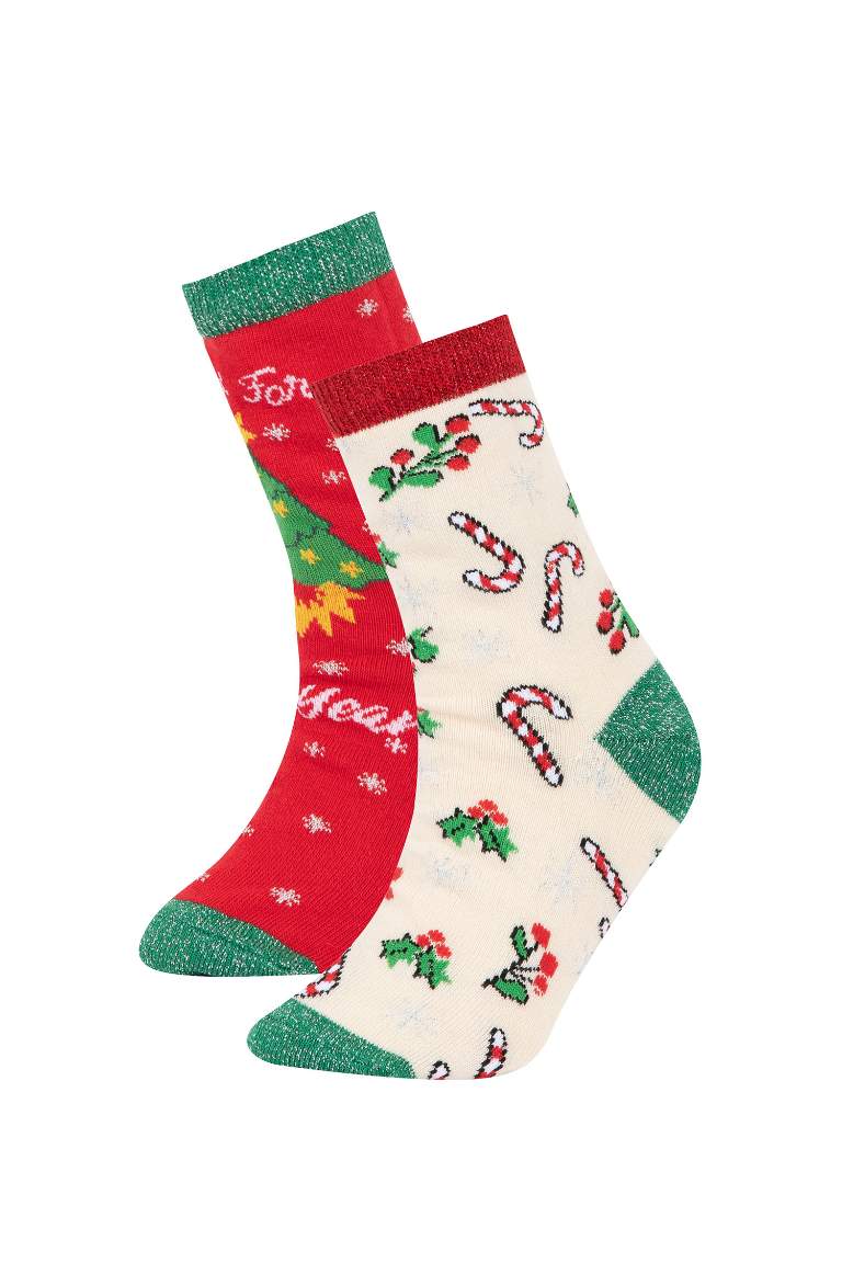 Girl Christmas Themed 2 Piece Cotton Long Socks