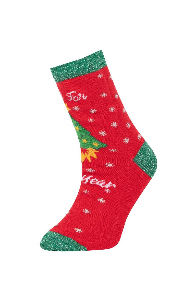 Girl Christmas Themed 2 Piece Cotton Long Socks