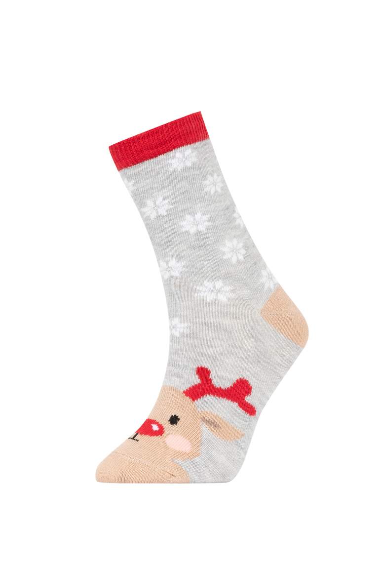 Girl Christmas Themed 3 Piece Cotton Long Socks