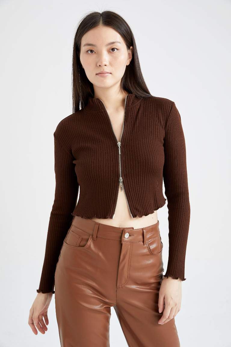 Slim Fit Half Turtleneck Cardigan