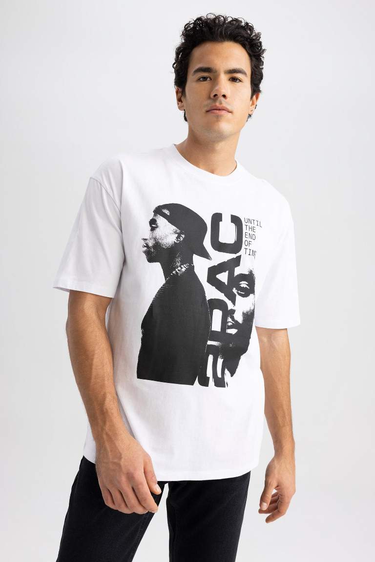 Tupac Licensed Oversize Fit Crew Neck T-Shirt