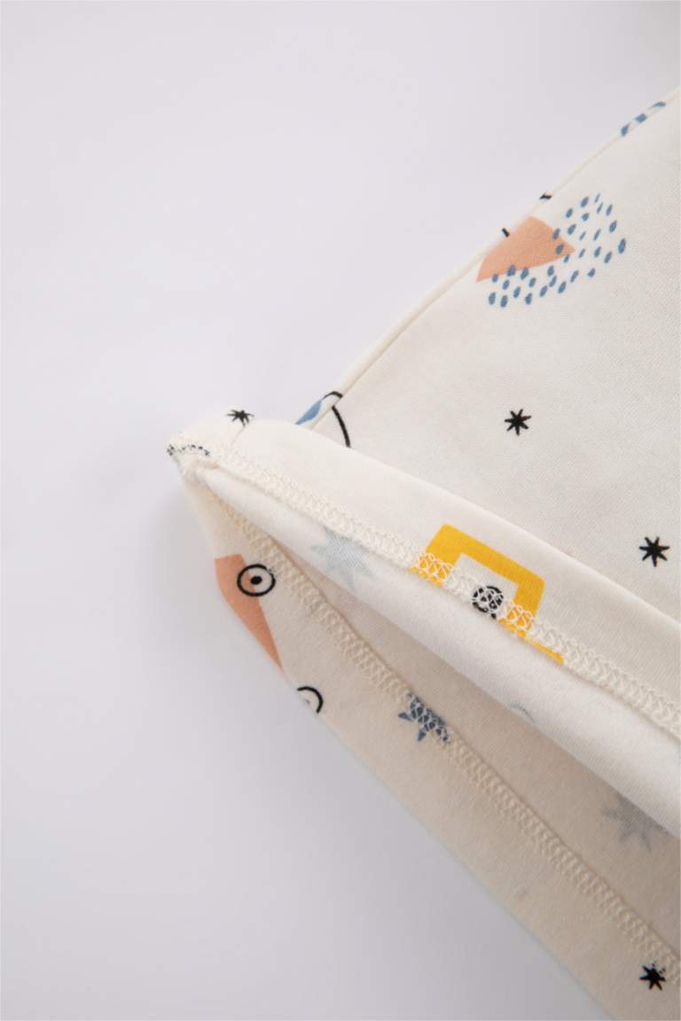 Baby Boy Crew Neck Patterned Rib Organic Cotton 2-Pajama Set