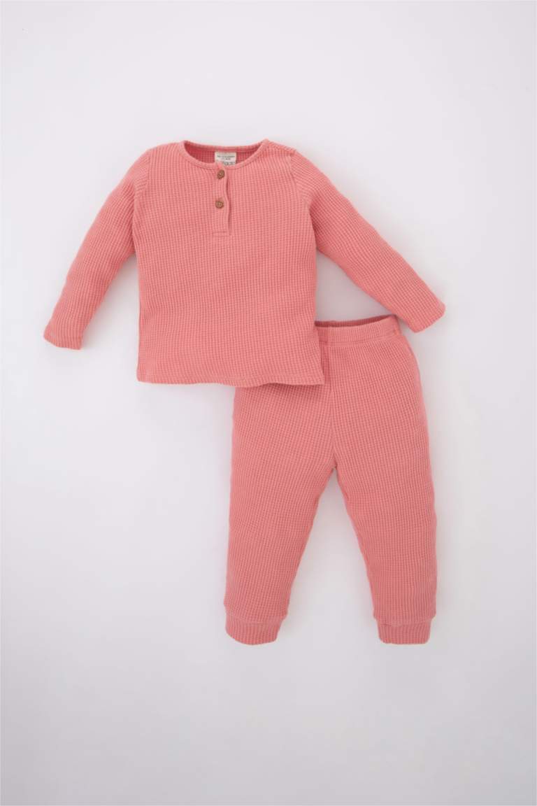 Bordeaux BABY GIRL Baby Girls Long Sleeve Waffle Pajamas Set 2734345