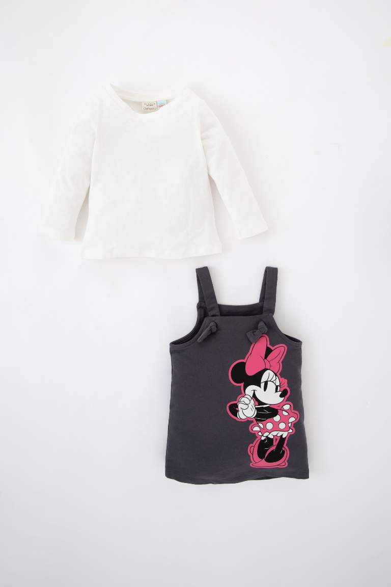 Kız Bebek Disney Mickey & Minnie Salopet Elbise Uzun Kollu Tişört 2'li Takım