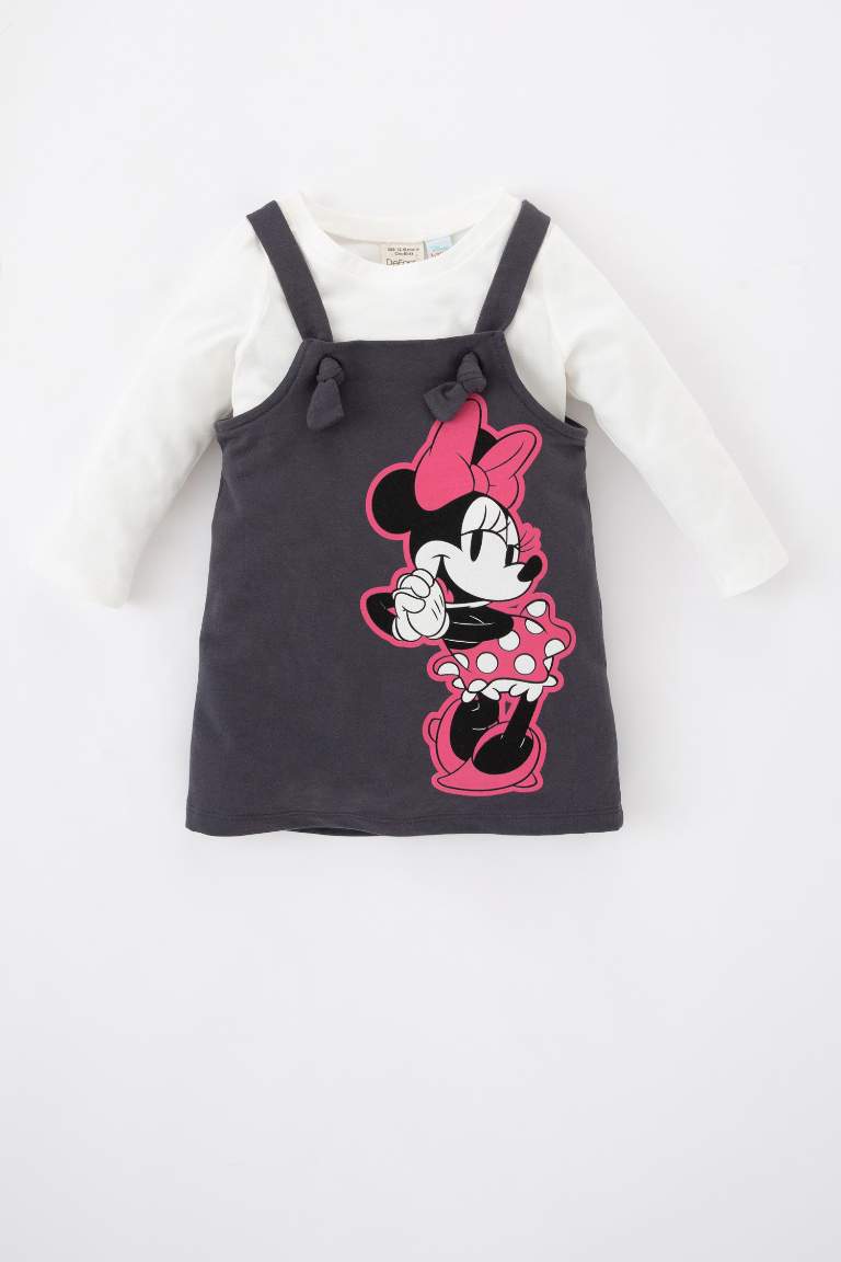 Kız Bebek Disney Mickey & Minnie Salopet Elbise Uzun Kollu Tişört 2'li Takım