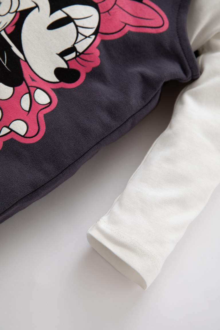 Kız Bebek Disney Mickey & Minnie Salopet Elbise Uzun Kollu Tişört 2'li Takım