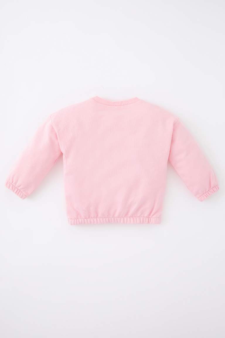 Baby Girls Regular Fit Crew Neck Slogan Printed Sweatshirt