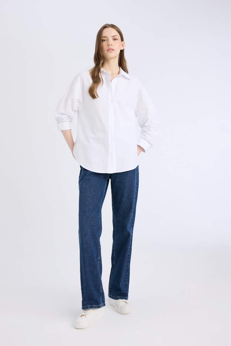 Chemise oxford oversize basique en 100 % coton