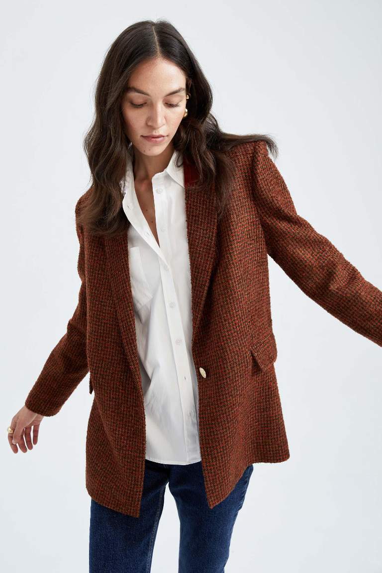 Sorbe X Defacto Oversize Fit Yün Görünümlü Blazer Ceket
