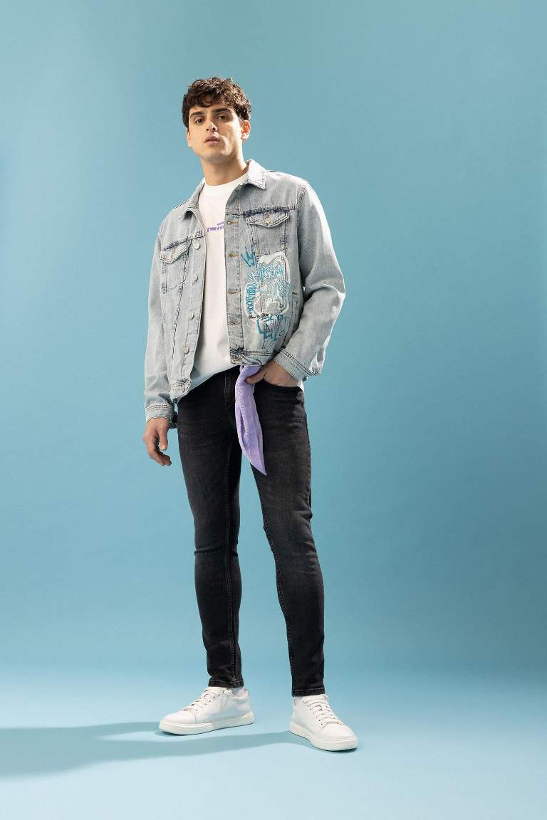 Slim Fit Dar Kesim Jean Ceket