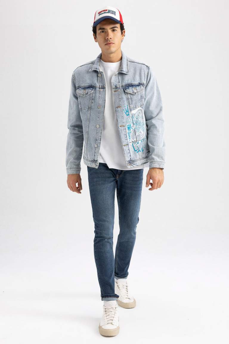 Slim Fit Dar Kesim Jean Ceket
