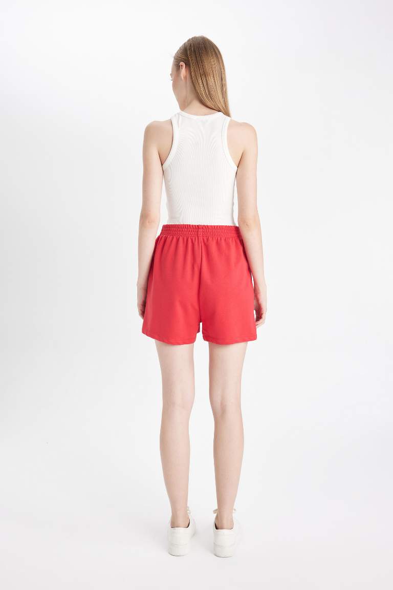 Regular Fit Straight Leg Thick Fabric Basic Shorts