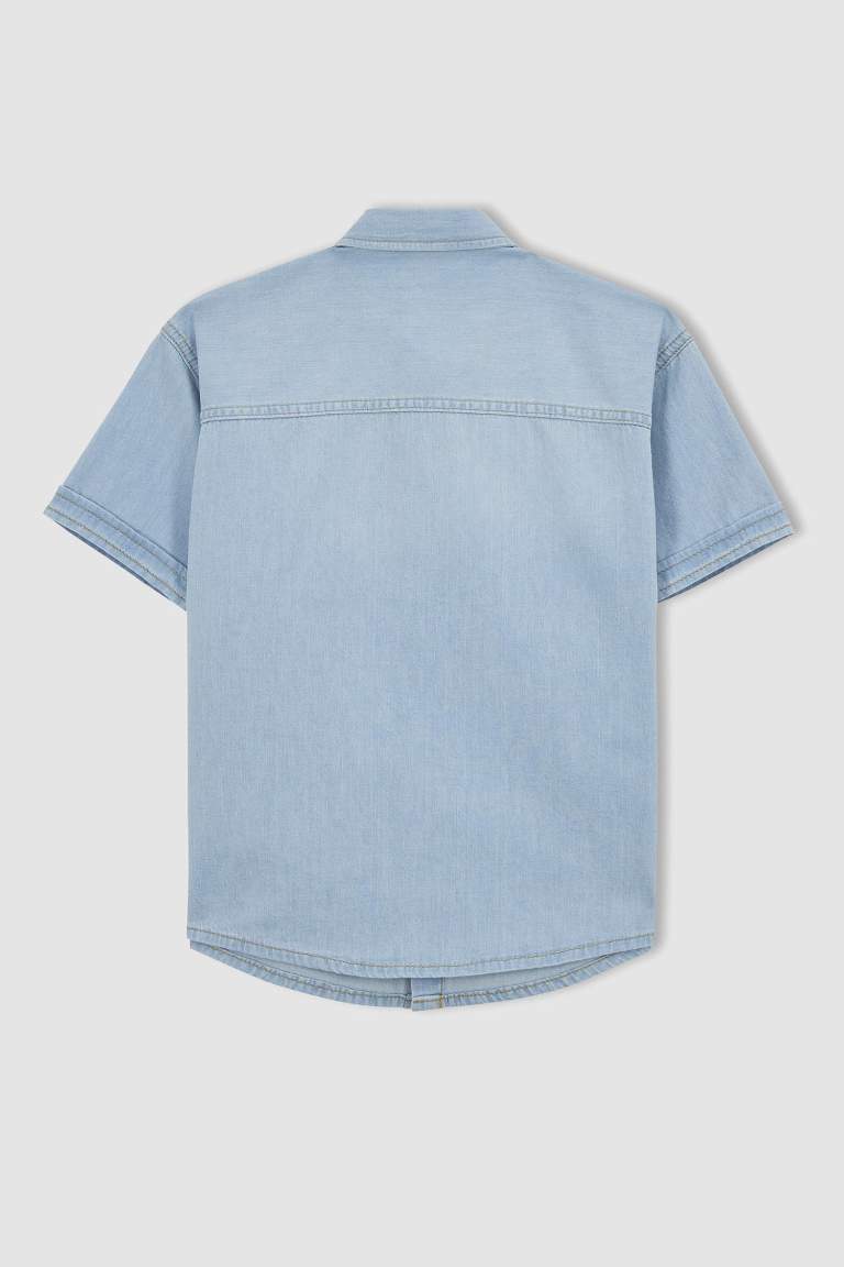 Erkek Çocuk Oversize Jean Kısa Kollu Gömlek