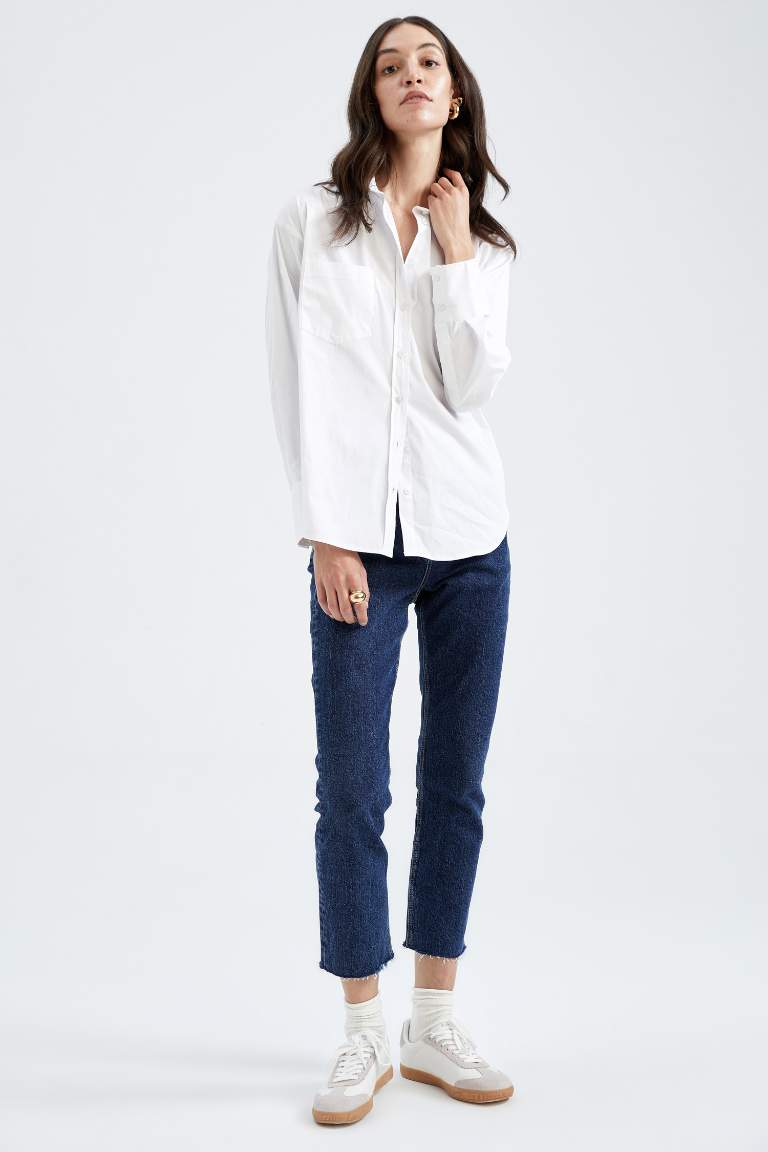 Sorbe X Defacto Oversize Fit Düğmeli Poplin Uzun Kollu Gömlek