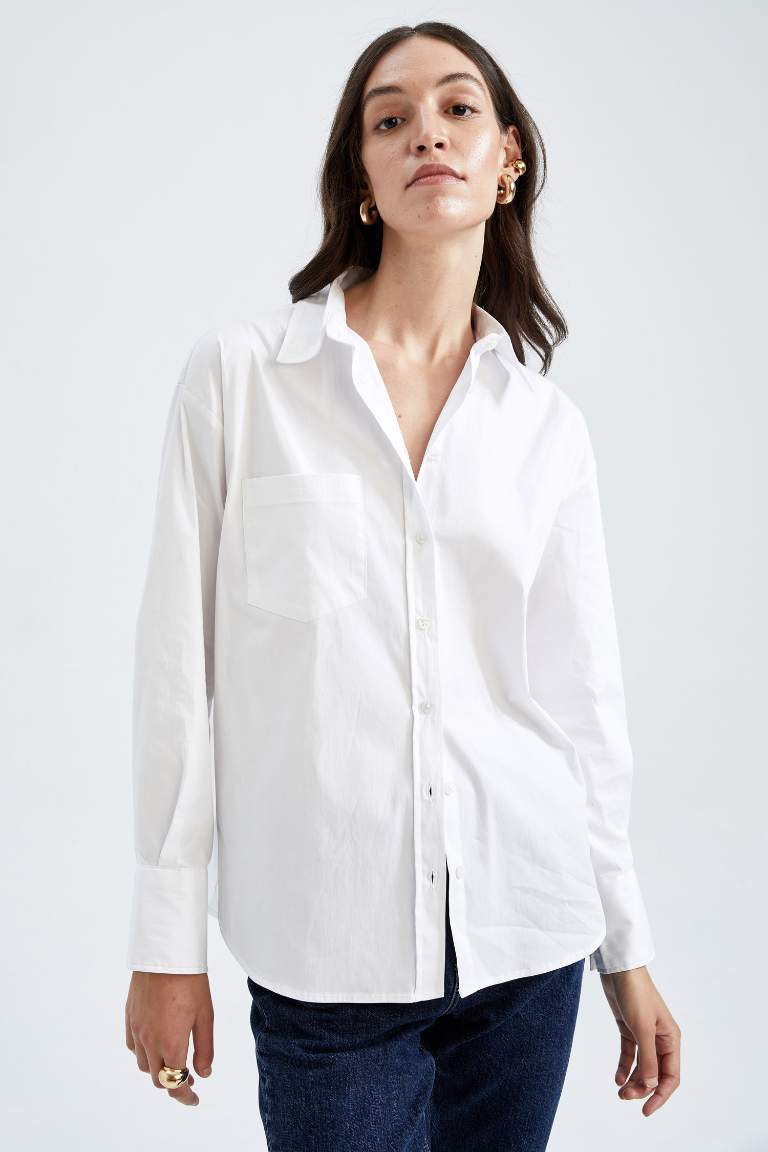 Sorbe X Defacto Oversize Fit Düğmeli Poplin Uzun Kollu Gömlek
