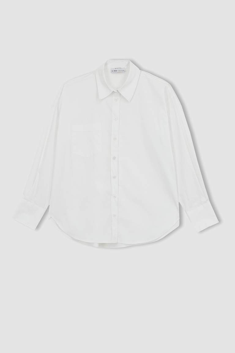 Sorbe X Defacto Oversize Fit Düğmeli Poplin Uzun Kollu Gömlek