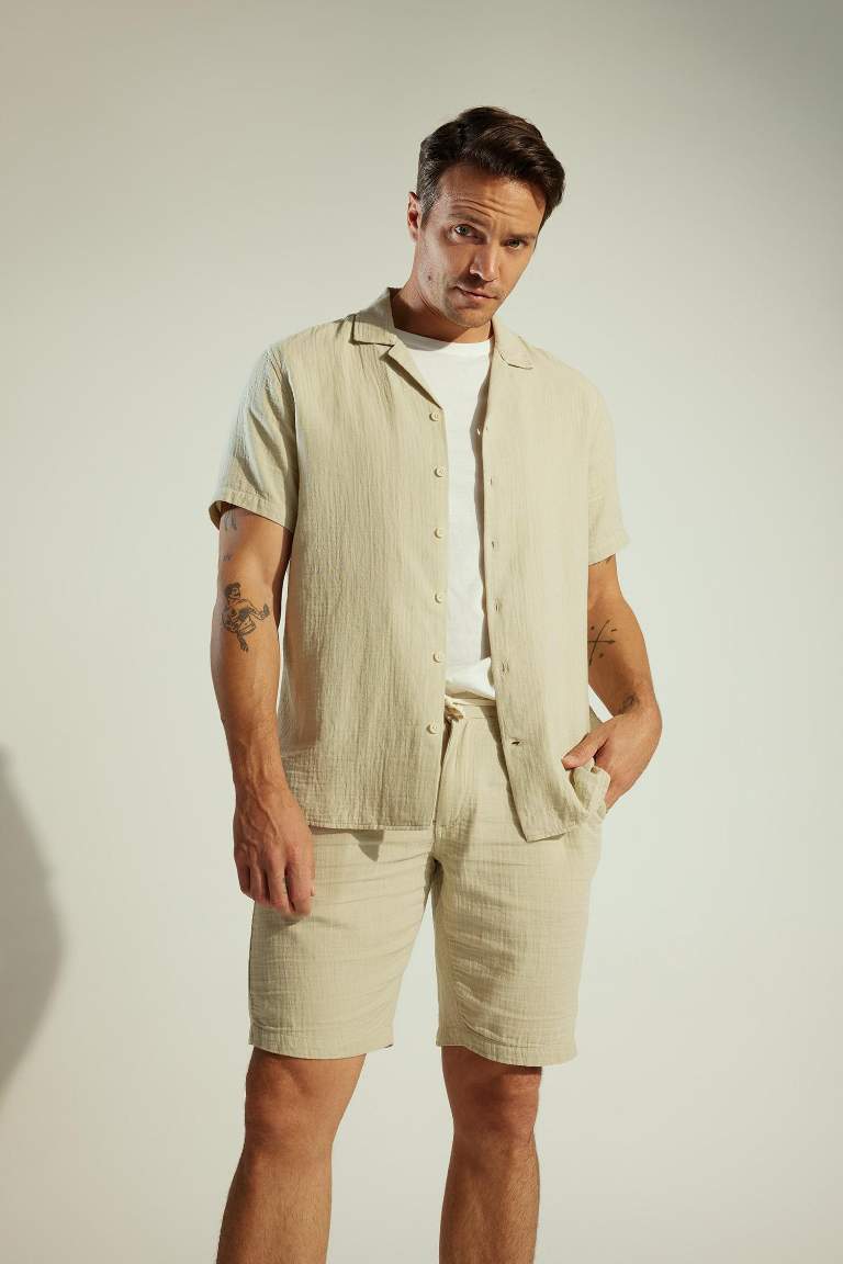 Chemise en lin à manches courtes pour Homme