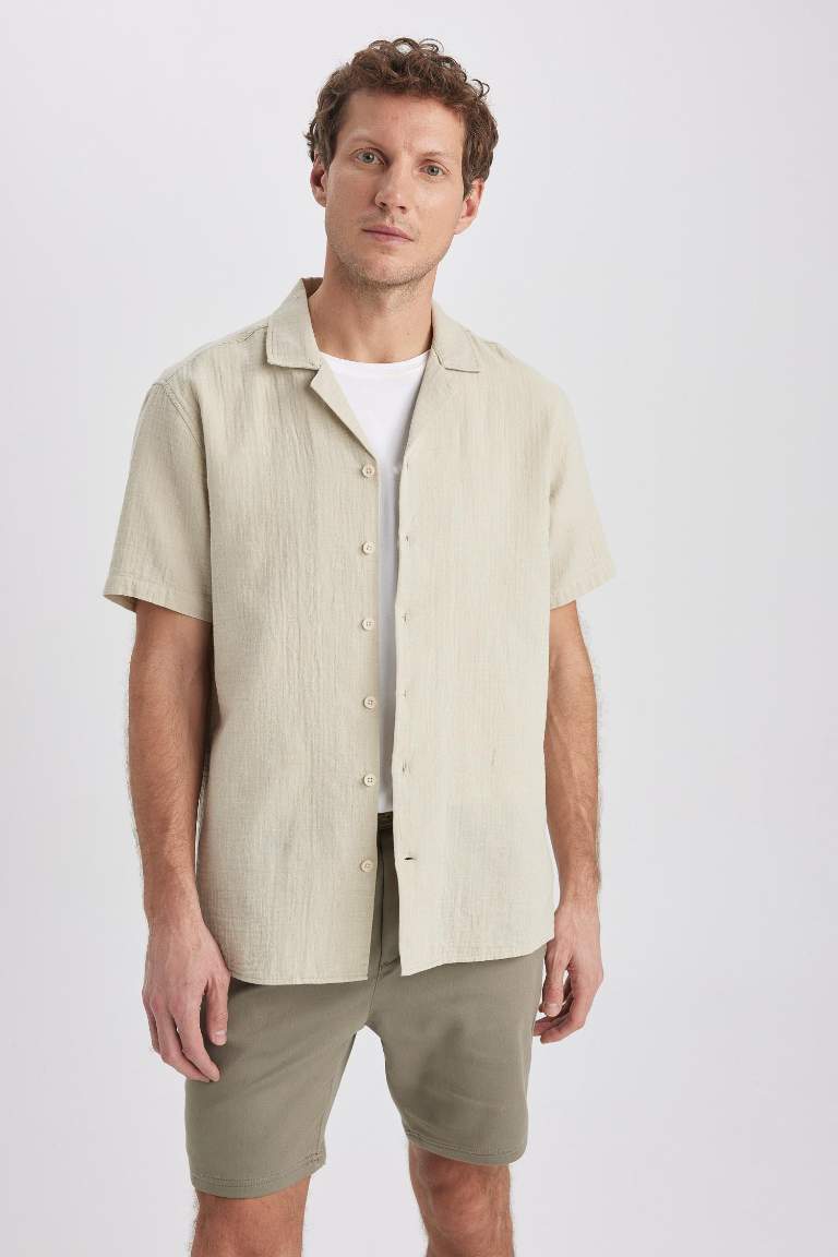 Chemise en lin à manches courtes pour Homme