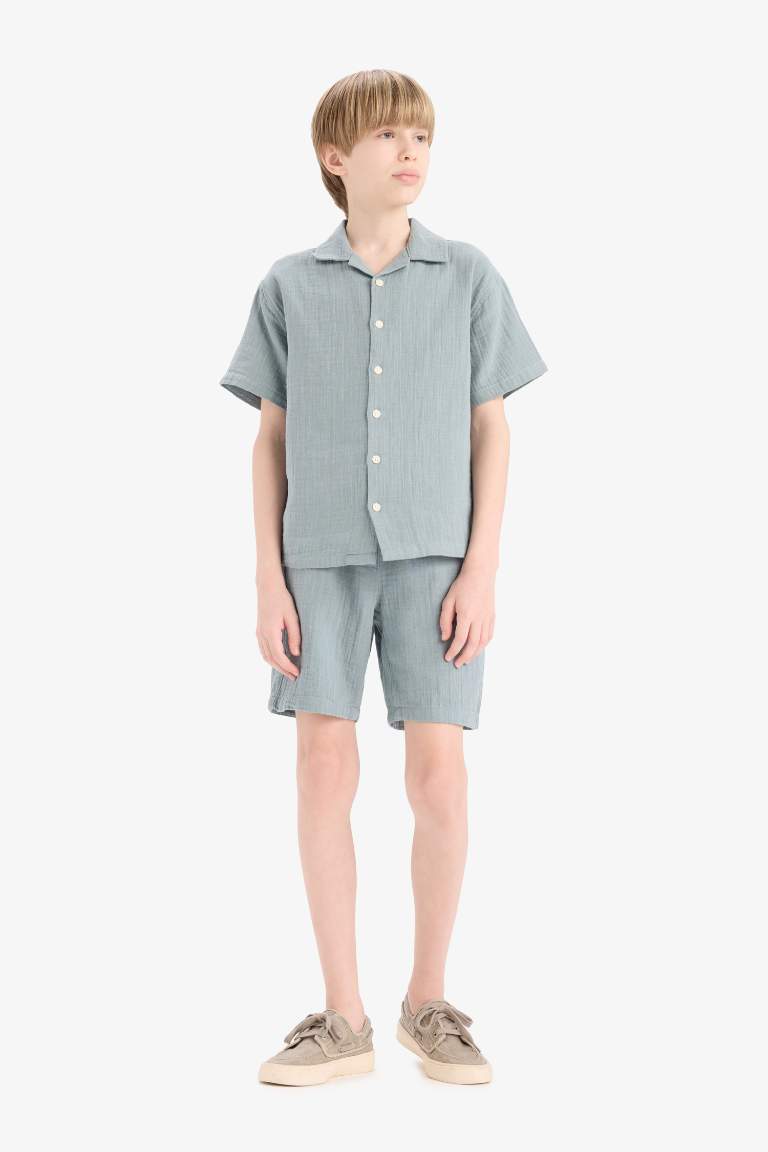 Boy Elastic Waist Muslin Shorts