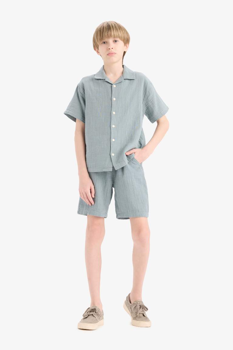 Boy Elastic Waist Muslin Shorts