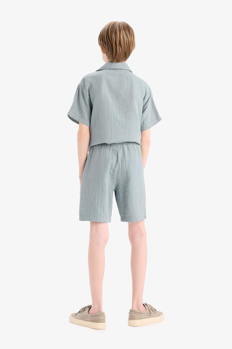 Boy Elastic Waist Muslin Shorts