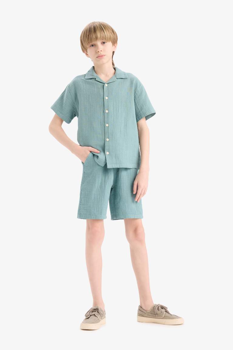 Boy Elastic Waist Muslin Shorts